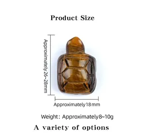 Detailed view of carved tiger eye crystal turtle with natural gemstone textures and dimensions