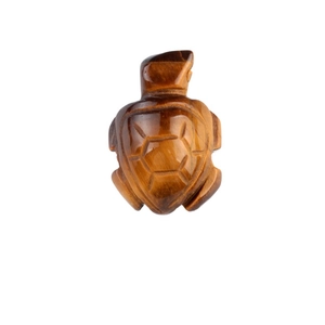 Natural tiger eye crystal turtle carving, polished gemstone animal figurine decor