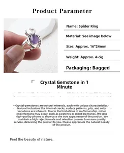 Macro detail of silver spider ring with purple crystal stone inlay, gothic jewelry style