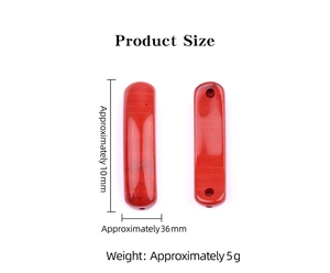 Vista de primer plano de cuenta de ágata roja de 36mm con medidas y peso