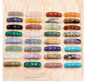 Variedad de cuentas de piedra rectangulares pulidas en amatista y cuarzo para joyería DIY