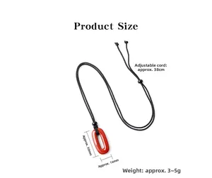 Guide des tailles du pendentif ovale en agate rouge avec cordon noir réglable