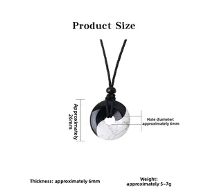 Detailed size specifications for the Yin Yang obsidian and turquoise donut pendant