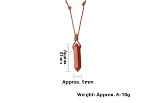 Red Jasper hexagonal prism pendant with dimension markings of 31mm and 9mm