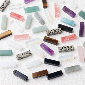 Natural amethyst and tiger eye stone rectangular bar pendants for DIY necklace jewelry