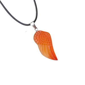 Pendentif ailes orange en pierre semi-précieuse avec cordon noir pour collier DIY
