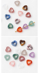 Macro shot of colorful hollow heart gemstones for DIY jewelry crafts and accessories
