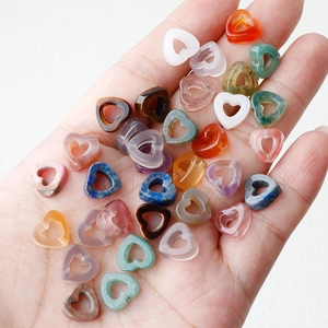 Mix of heart-shaped hollow natural crystal and amethyst loose beads for DIY jewelry making