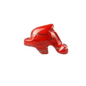 Statuina di delfino scolpita in diaspro rosso naturale da 1 pollice con motivi minerali