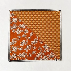 Rostrote Seidenquadrat-Schals mit Blumendruck und geometrischem Muster für Damen