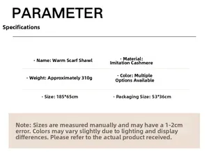 Detailed chart showing size and material specs for the horse jacquard scarf