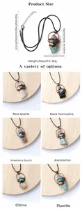 Detalle de dimensiones de colgantes vintage de cristal en bruto con varias piedras