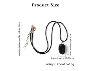 Detailed size chart showing dimensions of the natural black tourmaline stone necklace