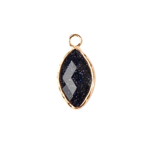 Natural marquise blue sandstone pendant with gold plated copper edge and loop