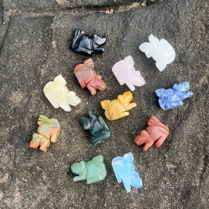 Hand-carved 1-inch natural crystal monkey figurines in various colorful gemstones