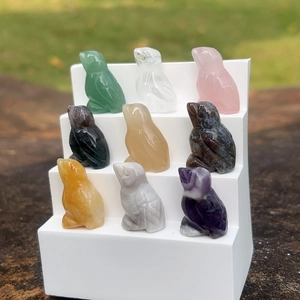 Natural Crystal Carved Bird Figurine Mini Animal Statue Healing Stone Agate Quartz Decoration Home Office Desk Ornament