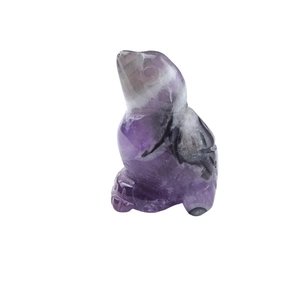 Hand-carved 1-inch natural purple amethyst bird figurine with white stripe textures