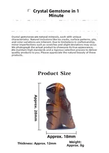 Tiger eye crystal animal figurine detail with dimensions 28x18x12mm weighing 8g