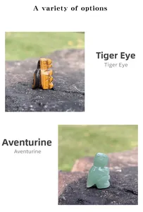 Detail of 1-inch hand-carved tiger eye and aventurine stone turtle animal figurines