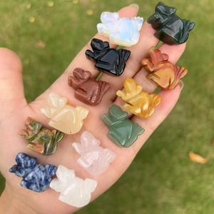 Mini Squirrel Figurine Hand Carved Natural Crystal Gemstone Animal Statue Desktop Decor Healing Stone Gift