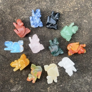 Set of 12 hand-carved natural crystal gemstone squirrel figurines in various minerals