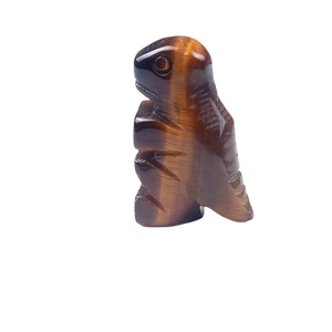 One-inch natural tiger eye stone dinosaur figurine with hand-carved polished details