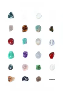 Collection of 20 natural raw crystals and gemstones with names for geology teaching