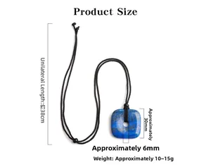 Pendentif donut en lapis-lazuli de 30mm avec cordon noir de 38cm de longueur