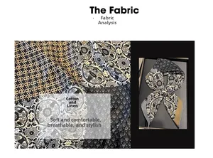 Détail d'un foulard vintage en coton et lin avec motif paisley présenté dans une boîte noire