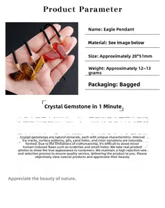 Detailed eagle pendant dimensions 28x51mm showing tiger eye stone and red agate textures