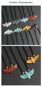 Detailed grid of eagle Bolo Ties featuring natural tiger eye and agate gemstones