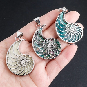 Ocean Style Nautilus Spiral Shell Pendant Necklace Handmade Alloy Sea Snail Abalone Shell Inlaid Wax Cord Necklaces For Women Men Jewelry