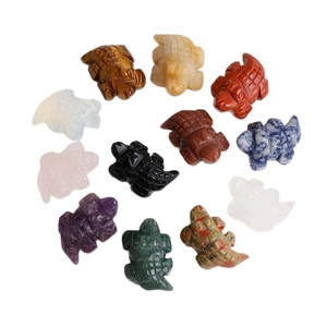 Set of 12 hand-carved natural gemstone crocodile figurines in various semi-precious stones