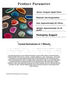 Vue détaillée de tranches d'agate polies colorées et irrégulières pour la bijouterie