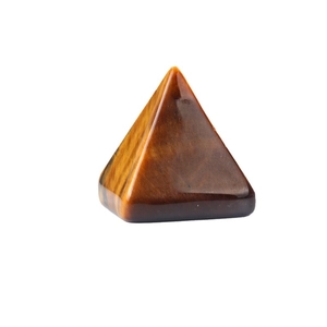 Gepolijste 20 mm tijgeroog kristallen piramide met natuurlijke goudbruine texturen