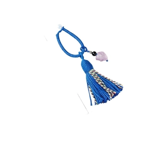 Ciondolo boho blu con nappe, cristallo di ametista grezza e corda intrecciata per borse