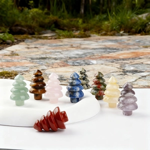 Set de mini árboles de Navidad en amatista natural y piedras preciosas para decoración