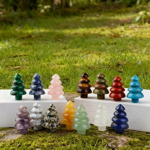 Figuritas de mini árboles de Navidad de amatista natural y piedras preciosas para decorar
