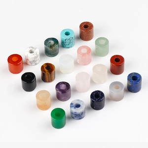 Natural Stone Cylinder Large Hole Beads Agate Amethyst Tiger Eye Quartz Loose Beads For DIY Bracelet Necklace Jewelry Making