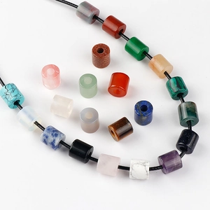 Various natural stone cylinder tube beads for DIY necklaces with smooth polished finish