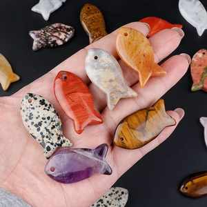 Handcrafted fish-shaped natural amethyst and agate stone pendants for DIY jewelry making
