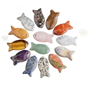 Natural semi-precious amethyst and agate fish-shaped pendants for DIY jewelry making