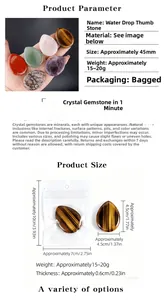 Detailed size specifications for 45mm natural amethyst and tiger eye worry stone massage tools