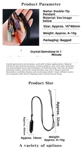 Detailed size specifications for hexagonal double point natural stone crystal pendants