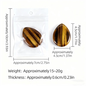 Natural Tiger Eye stone worry stone teardrop massage tool with gold brown texture