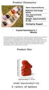Detailed size measurement of carved natural crystal rabbits 17x28mm for animal lovers