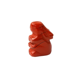 Natural red jasper hand-carved rabbit gemstone animal sculpture with polished finish
