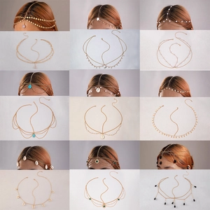 Bohemian Alloy Head Chain With Imitation Pearl Rhinestone Exotic Gold Silver Hair Accessories For Wedding Party Women Jewelry