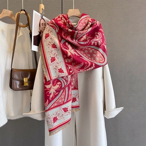 Paisley Scarf Imitation Cashmere Large Shawl Warm Autumn Winter Retro Tassel Wrap Elegant Pashmina For Women Commuting