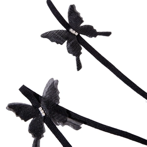 Elegant black mesh butterfly hair clips with sparkling rhinestones for women, set of two